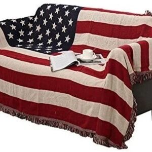 Flag Cotton Woven Double Sided American Flag Throw Blankets Tapestry New